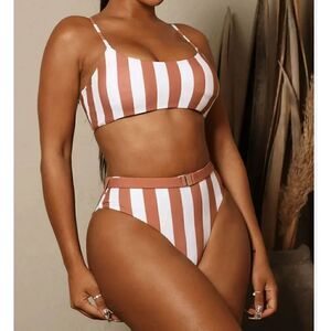 ENVYA Vacation Stripes 2 piece Bikini nude/combo 1X